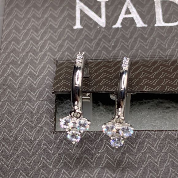 Silver-Tone PaveāSimulated DiamondĀ Hoop Earrings. - Picture 5 of 7